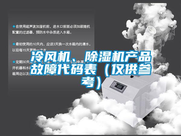 冷風(fēng)機(jī)、除濕機(jī)產(chǎn)品故障代碼表（僅供參考）